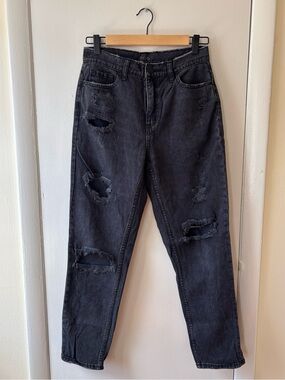 BDG Black Distressed Mom Jeans